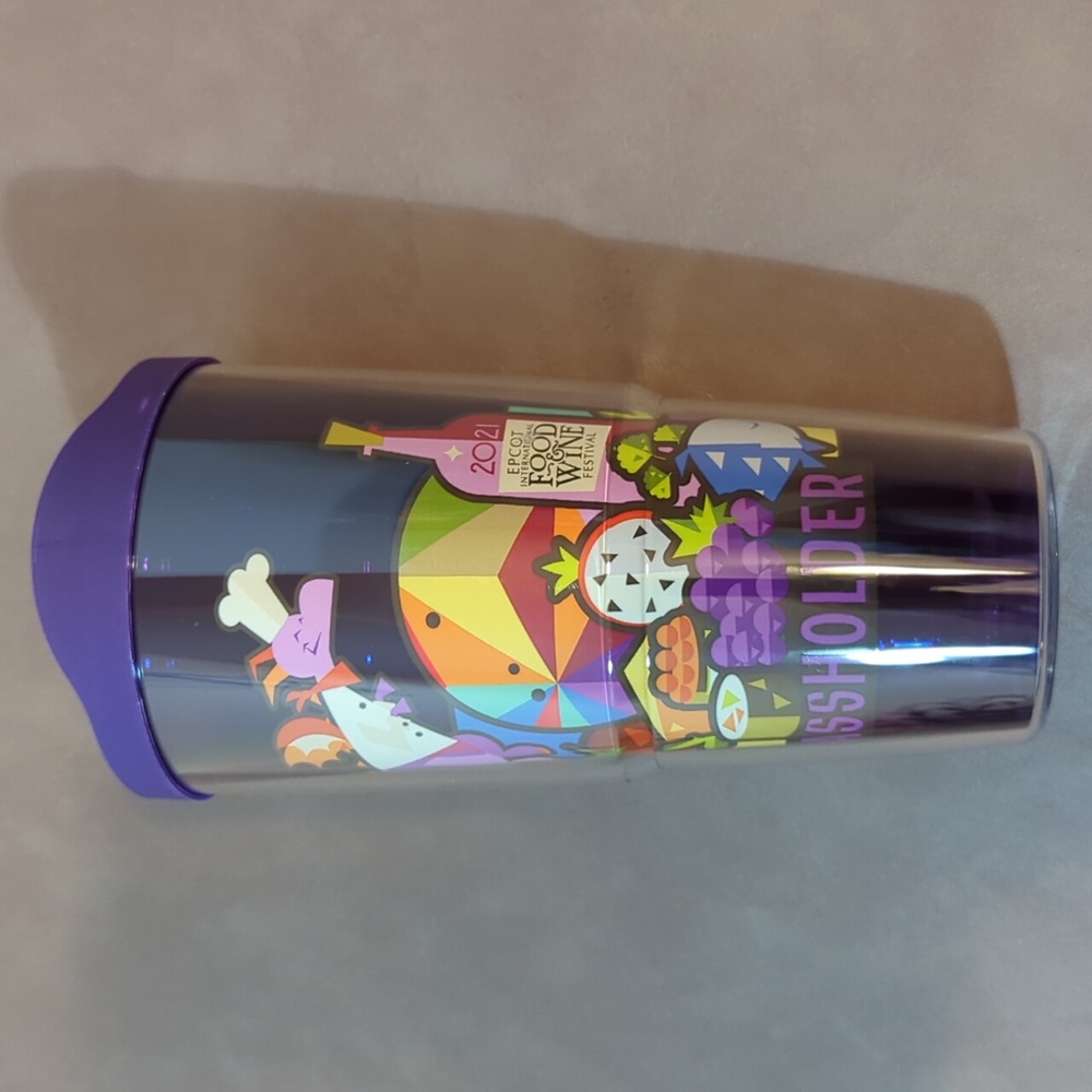 Disney 2021 Epcot Food & Wine Festival Figment Tervis Tumbler With Lid - Picture 2 of 10